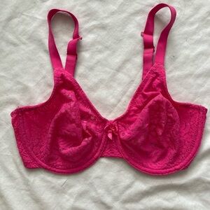 Wacoal Hot Pink Lace Underwire Bra Size 32 DD